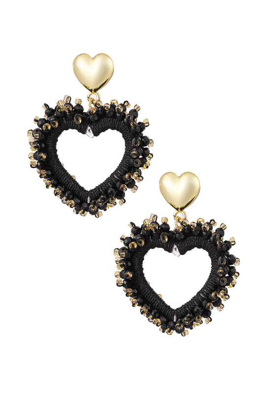 Oorbellen Heart Black Crystal