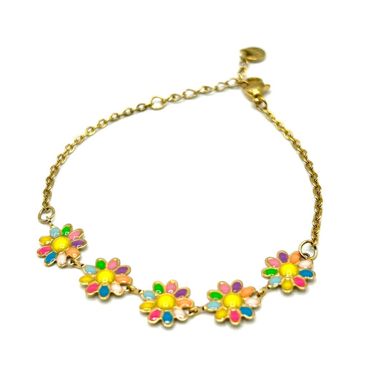 Armband Flowers Pastel Gold